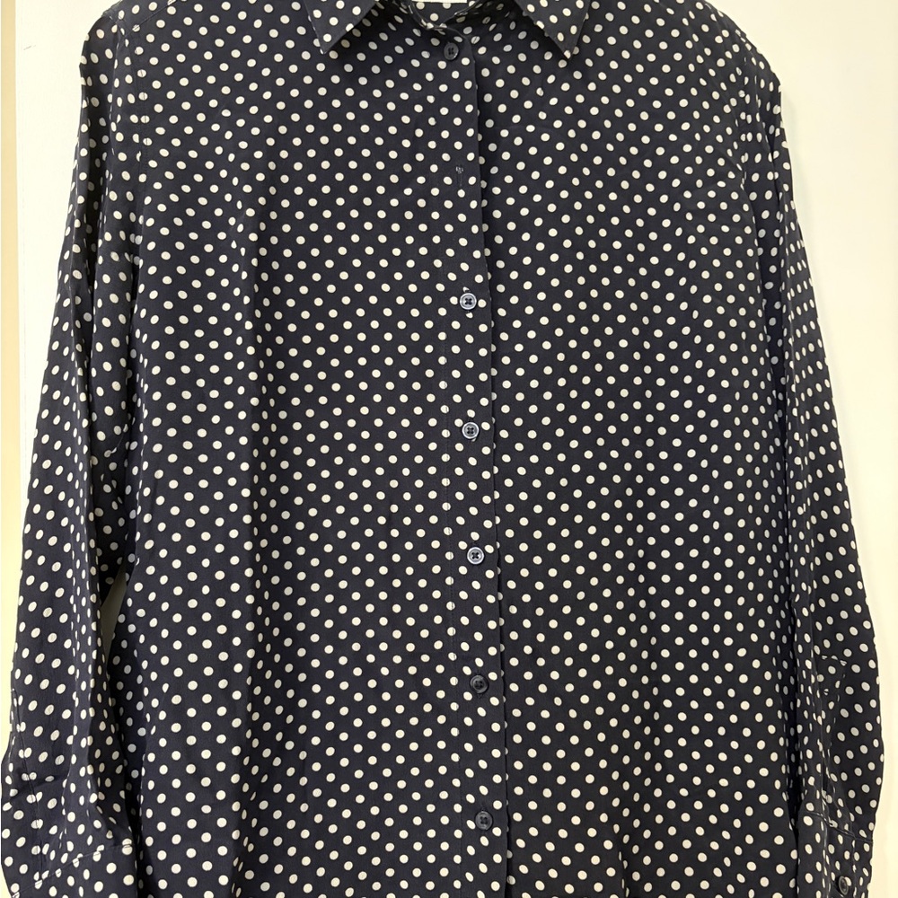 Uniqlo Navy and White Polka Dot Casual Shirt